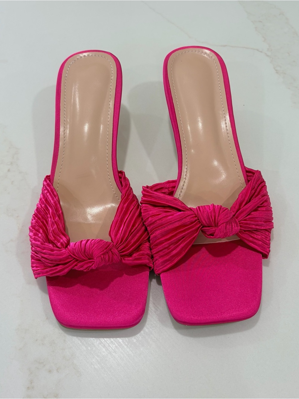 Hot Pink Knot Kitten heels with clear pink heels